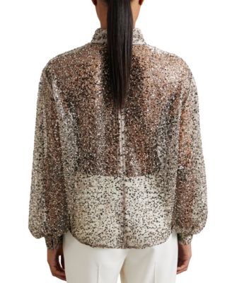 Women's High-Neck Embellished Top