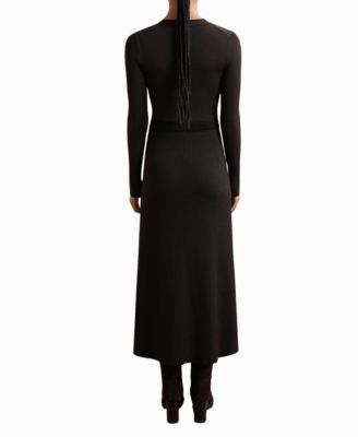 Women's Craft-Stitch Rib-Knit Midi Dress