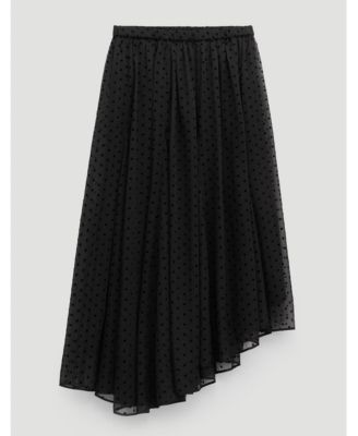 Women's Asymmetrical Flocked Spot Skirt
