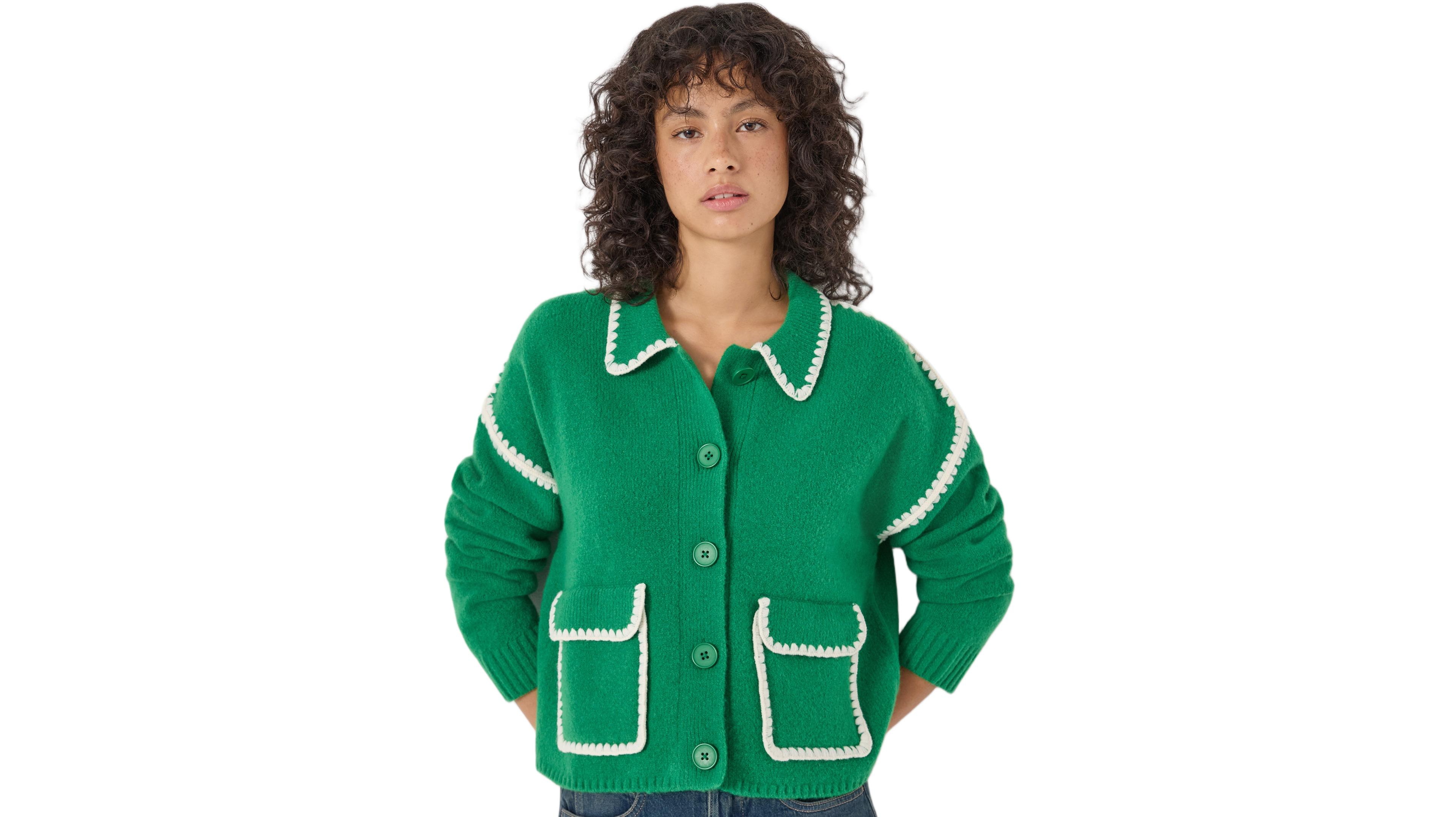Hush Women's Wool Blend Whipstitch Trim Shirt Jacket