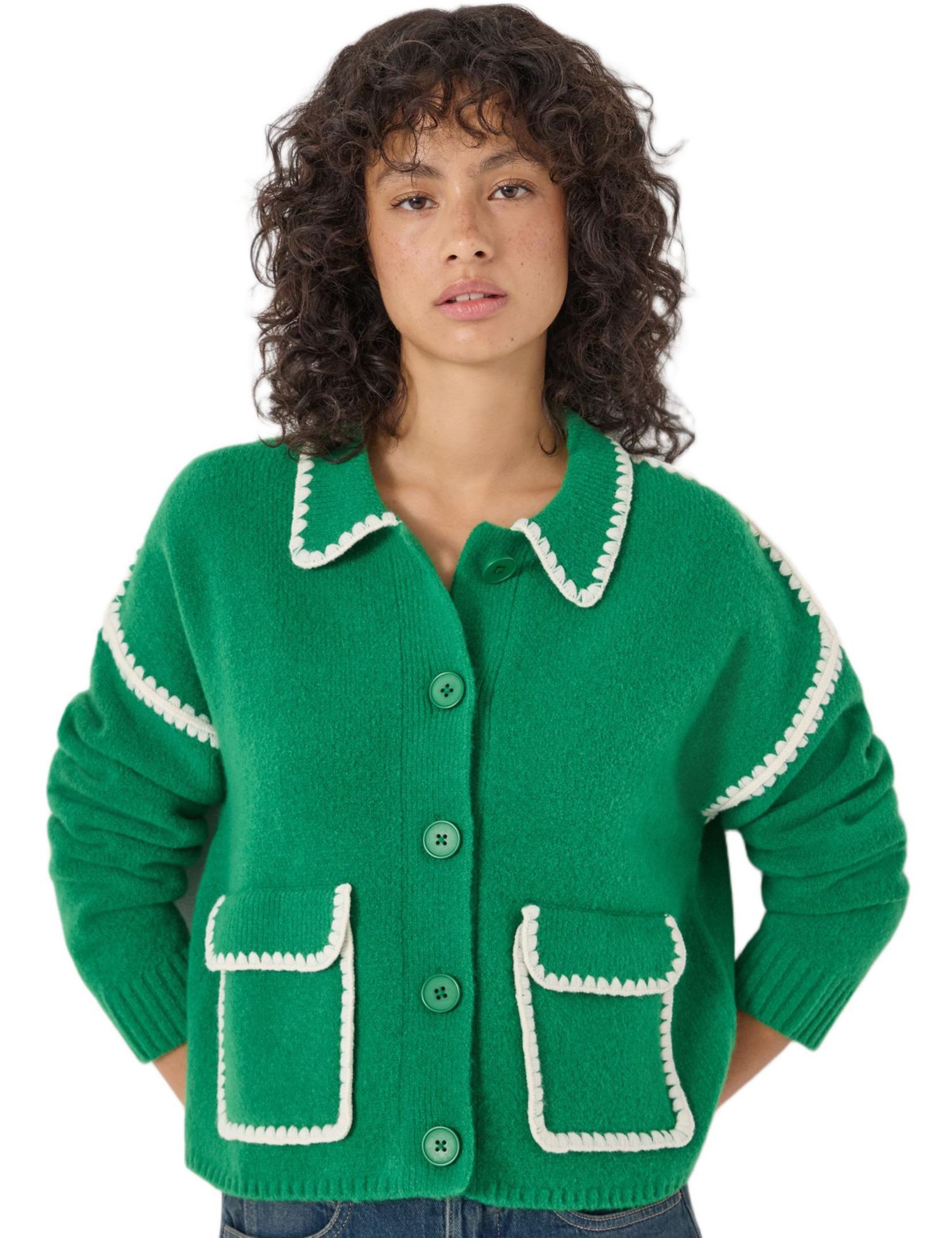 Women's Wool Blend Whipstitch Trim Shirt Jacket