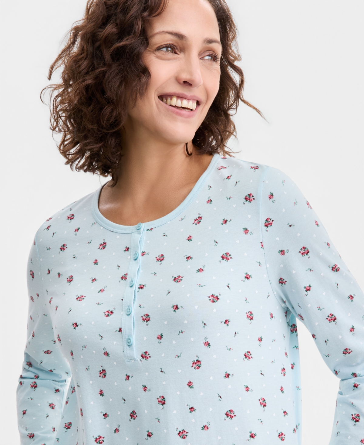 Charter Club Women's Cotton Long-Sleeve Nightgown, Created for Macy's