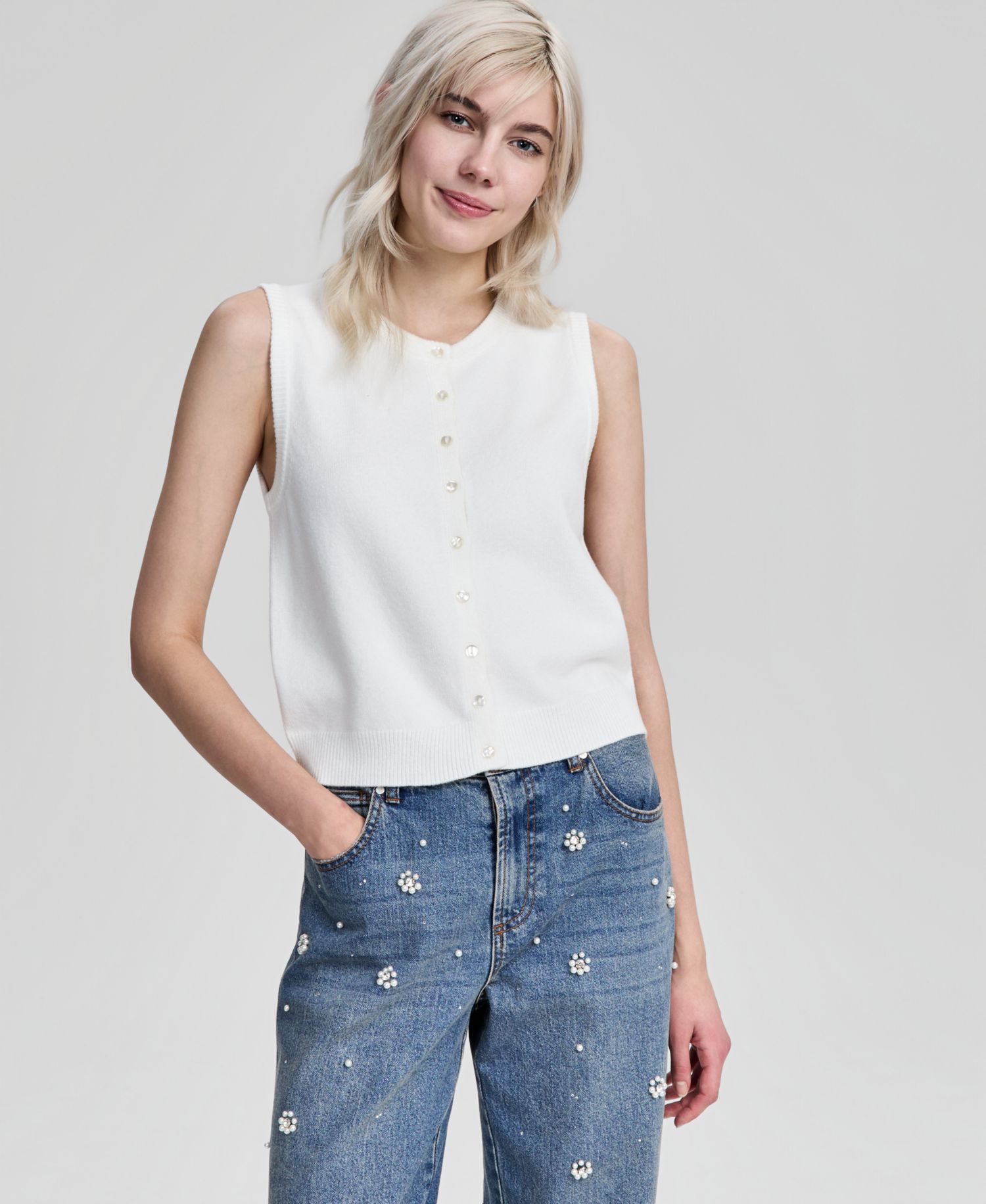 Women's Button-Front Crewneck Vest