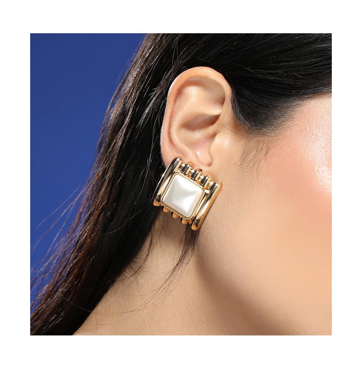 Women's The Ribbed-Diane Stud Earrings - California Gold