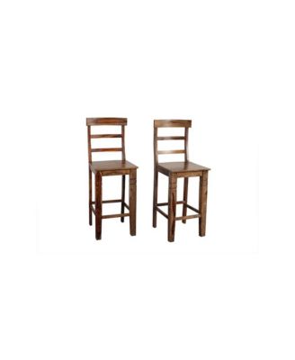 Taos Solid Sheesham Wood Bar Stool, Brown (Set of 2)
