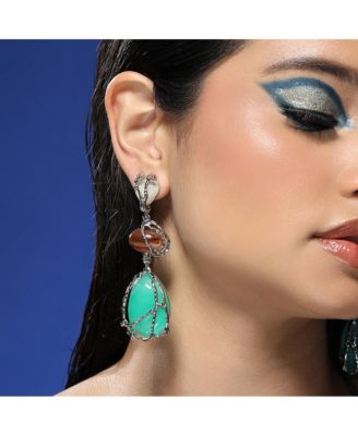 Women's The Veined-Teardrop Drop Earrings - Metallic Silver