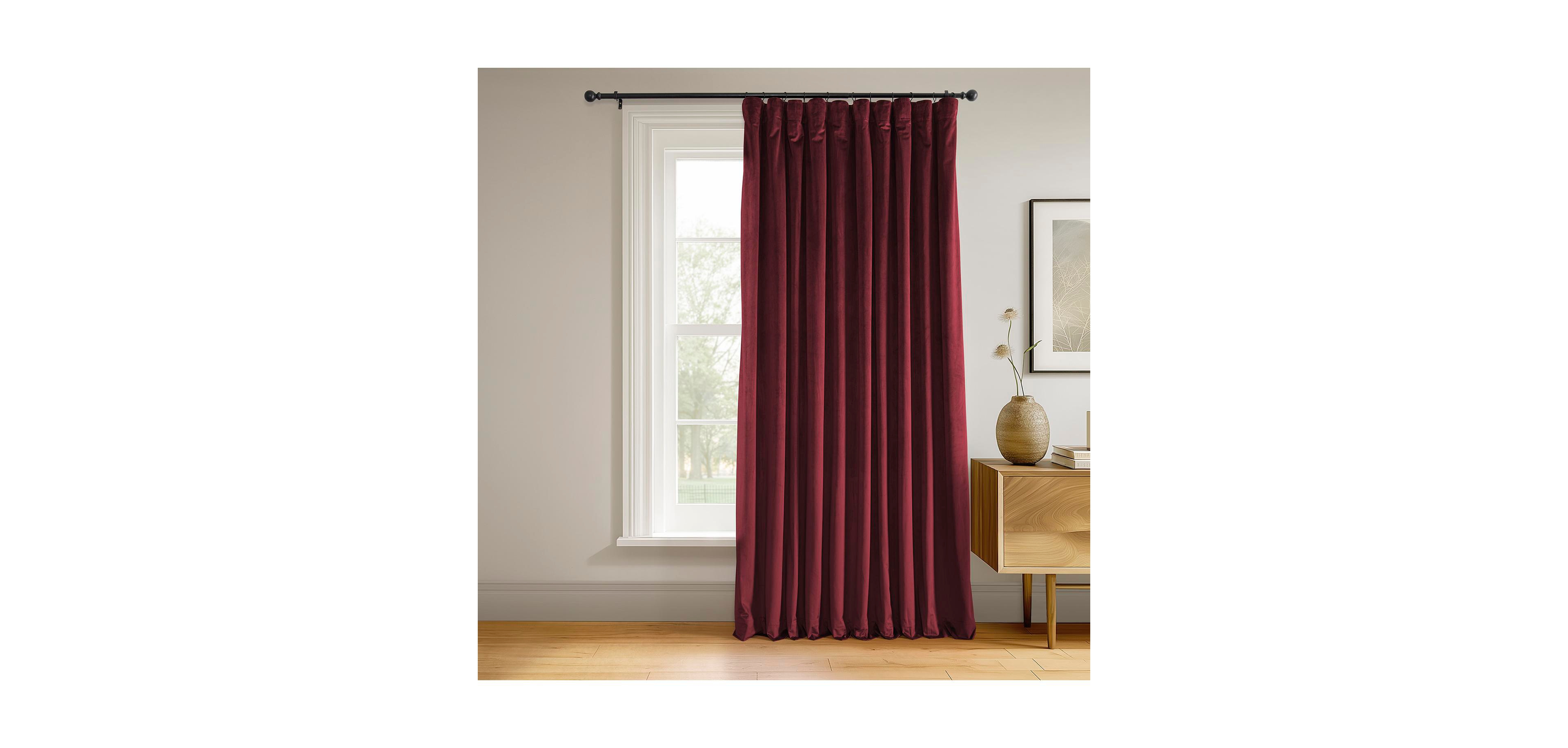 Half Price Drapes Burgundy Signature Extra Wide Velvet Blackout Curtain
