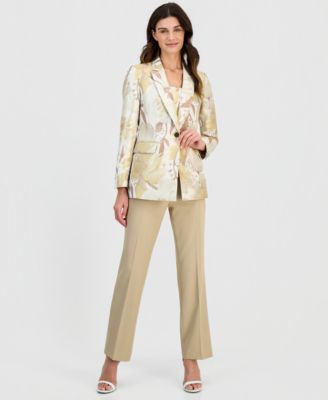 Women's Peak-Lapel One-Button Jacquard Jacket 