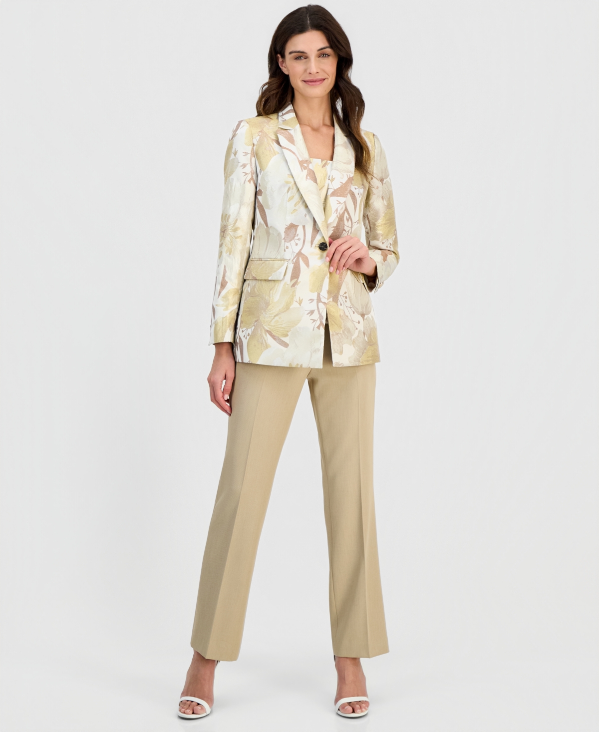 Anne Klein Women's Jacquard Peak-Lapel One-Button Jacket