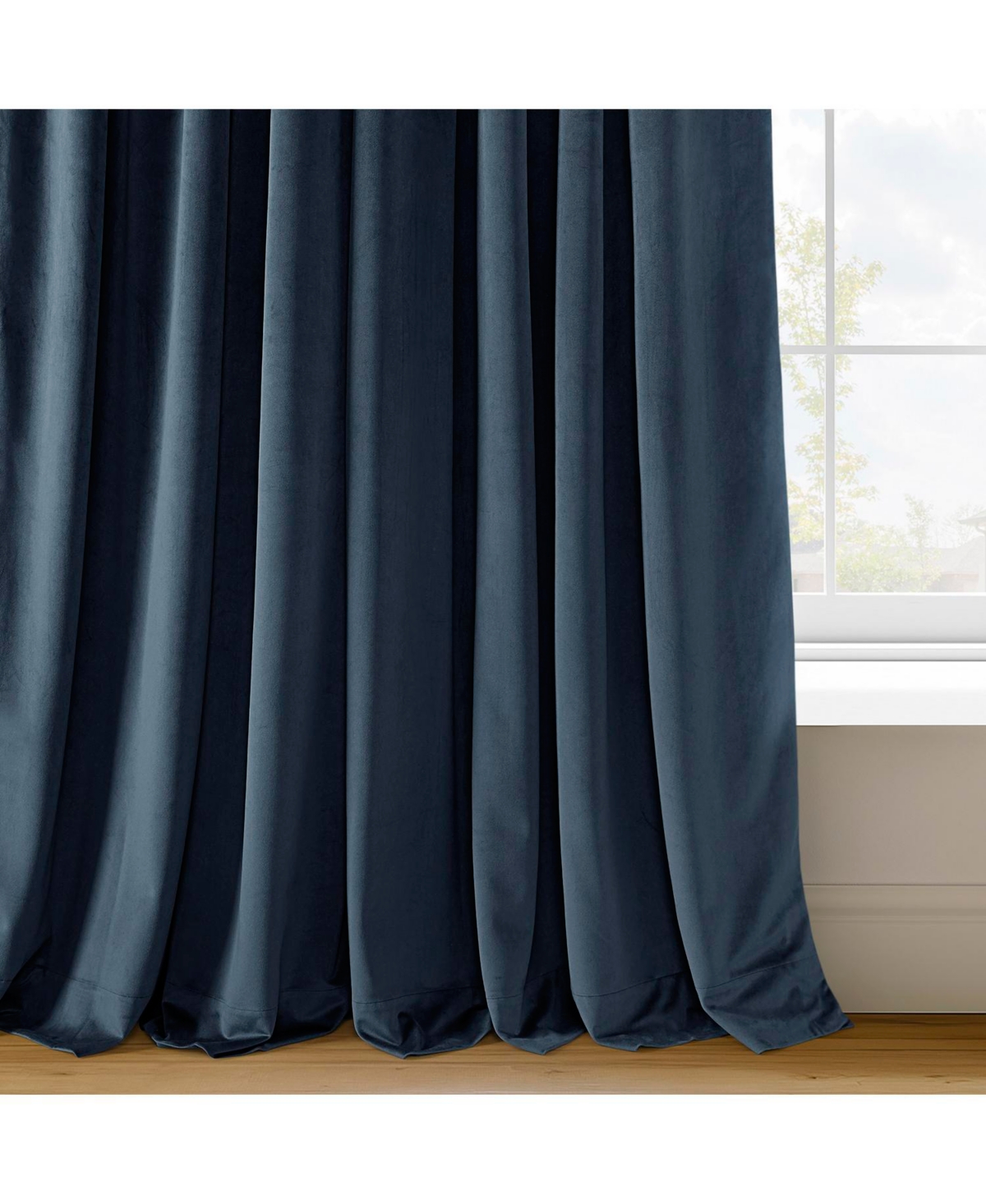 Half Price Drapes Midnight Blue Signature Extra Wide Velvet Blackout Curtain