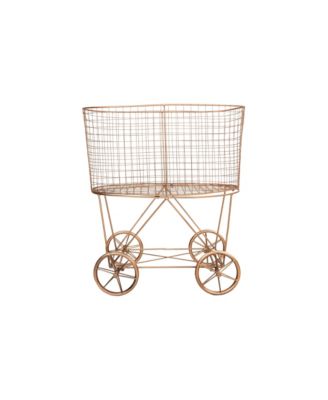 Metal Rolling Laundry Cart with Rack, Copper
