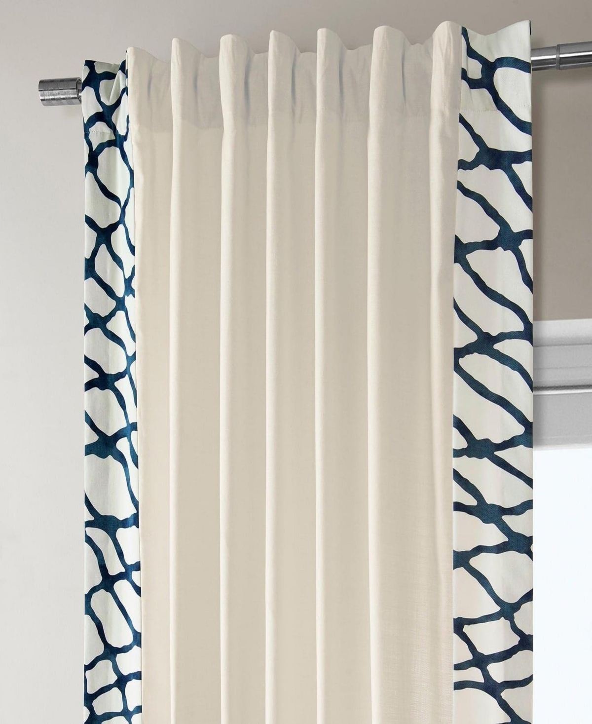 Half Price Drapes Ellis Bordered Cotton Curtain