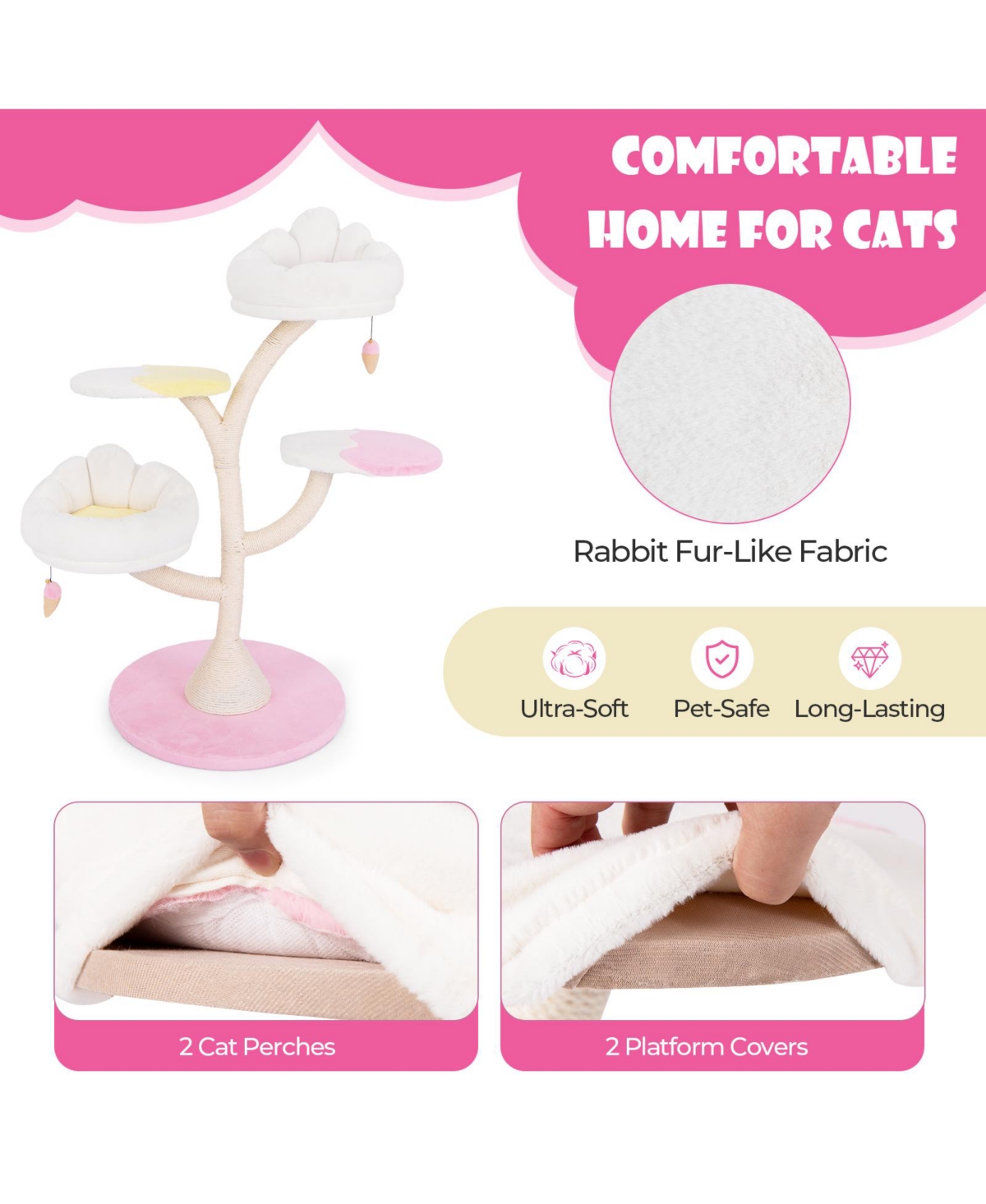 Skonyon Multi-Layer Cat Tree Cat Tower with 2 Cat Perches 2 Platforms