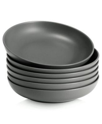 30oz Porcelain Salad & Soup Bowls – Set of 6 Pasta Serving Bowls, Durable, Microwave & Dishwasher Safe