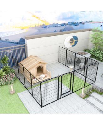39.37 in. H Dog Fence Pet Exercise Pen for Outdoor and 12 Panels Heavy Duty Metal Playpen with door