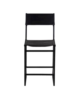 Remy Full-Grain Leather Bar Stool, Black