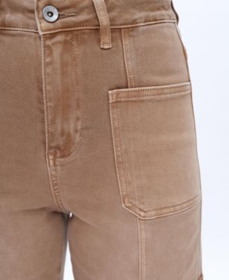 Women's High-Rise Stretch Utility Wide-Leg Cargo Jeans