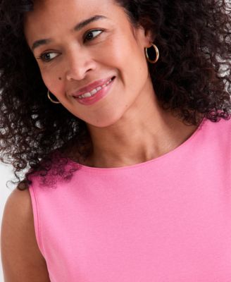 Women's Cotton Boat-Neck Sleeveless Top