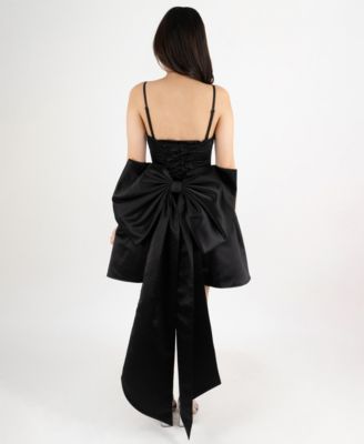 Juniors' Cowl Neck Bow Back Dress