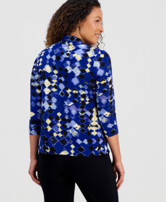 Petite Twist-Neck 3/4-Sleeve Top