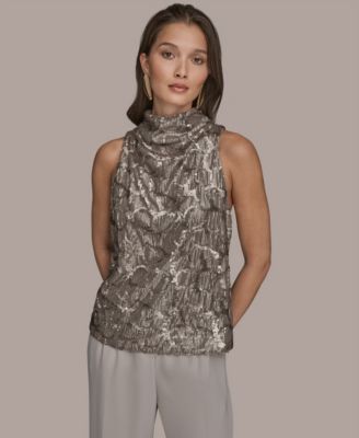 Donna Karan New York - Women's Sequined Cowl Neck Top