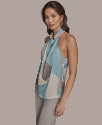 Women's Printed Twist Halter Neck Top