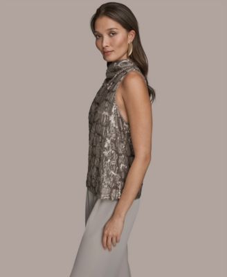 Women's Sequined Cowl Neck Top