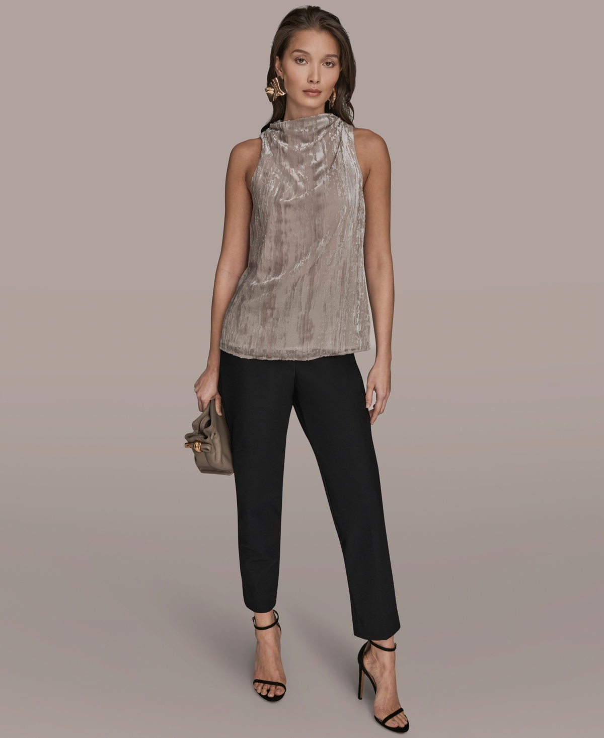 Donna Karan New York Women's High Cowl Neck Burnout Top