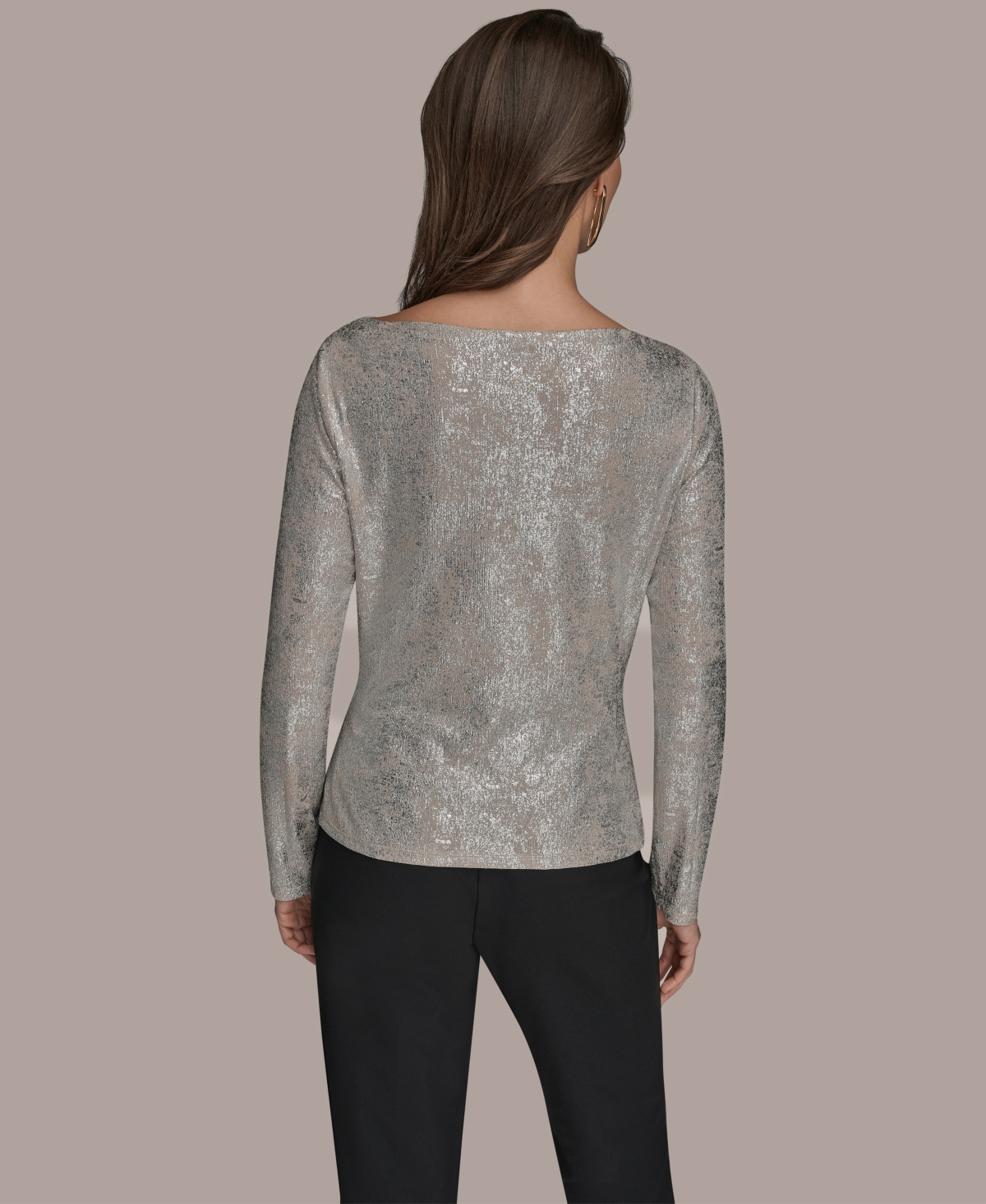 Donna Karan Women's Long-sleeve Foil Top In Multi