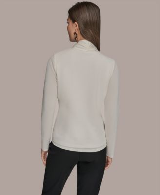 Women's Long Sleeve Faux Wrap Knit Top