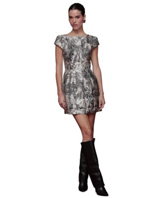 Avec Les Filles - Women's Cap-Sleeve Mini Dress