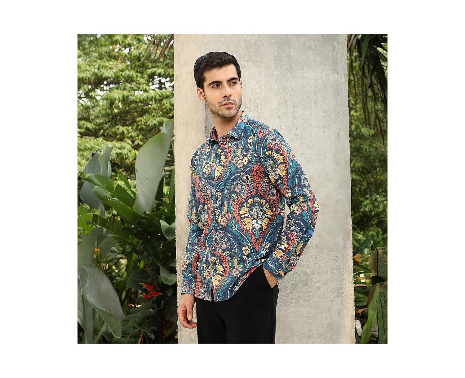 Men's Aegean Blue Floral-Opulance Shirt
