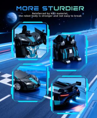 1:18 RC Transforming Robot Car with One-Click Deformation, 2.4GHz RC Car with LED Lights, 360° Rotation & Demo Mode