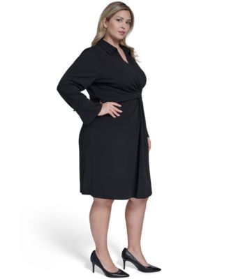 Plus Size Twist Design Shirt Dress