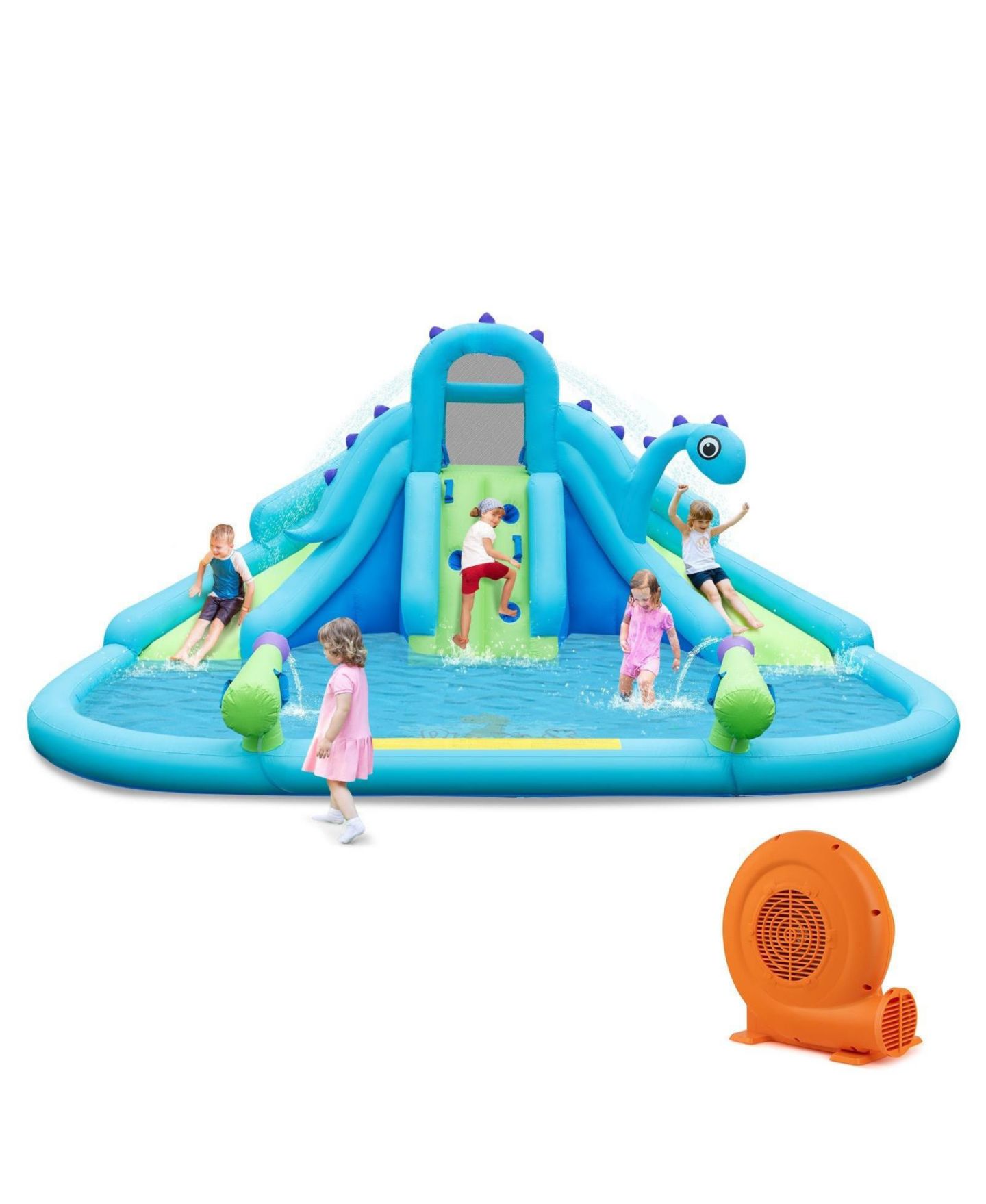 Детские игрушки SKONYON Inflatable Water Slide with Dual Slides and Splash Pool, Ages 3-10, цвет: Синий — фото 1