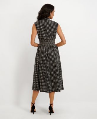 Women's Embroidered Cotton Zip-Front Midi Dress