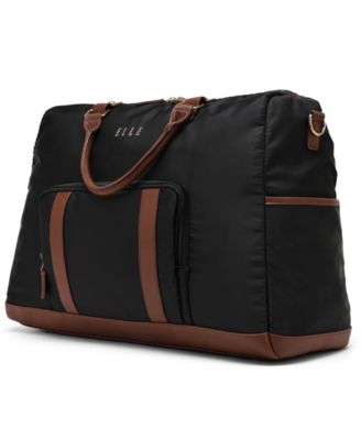 Luxe Journey 13" Twill and Faux Leather Weekender Duffel Bag