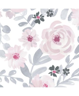 Blossom Pink/Gray Watercolor Floral Baby Fitted Crib Sheet