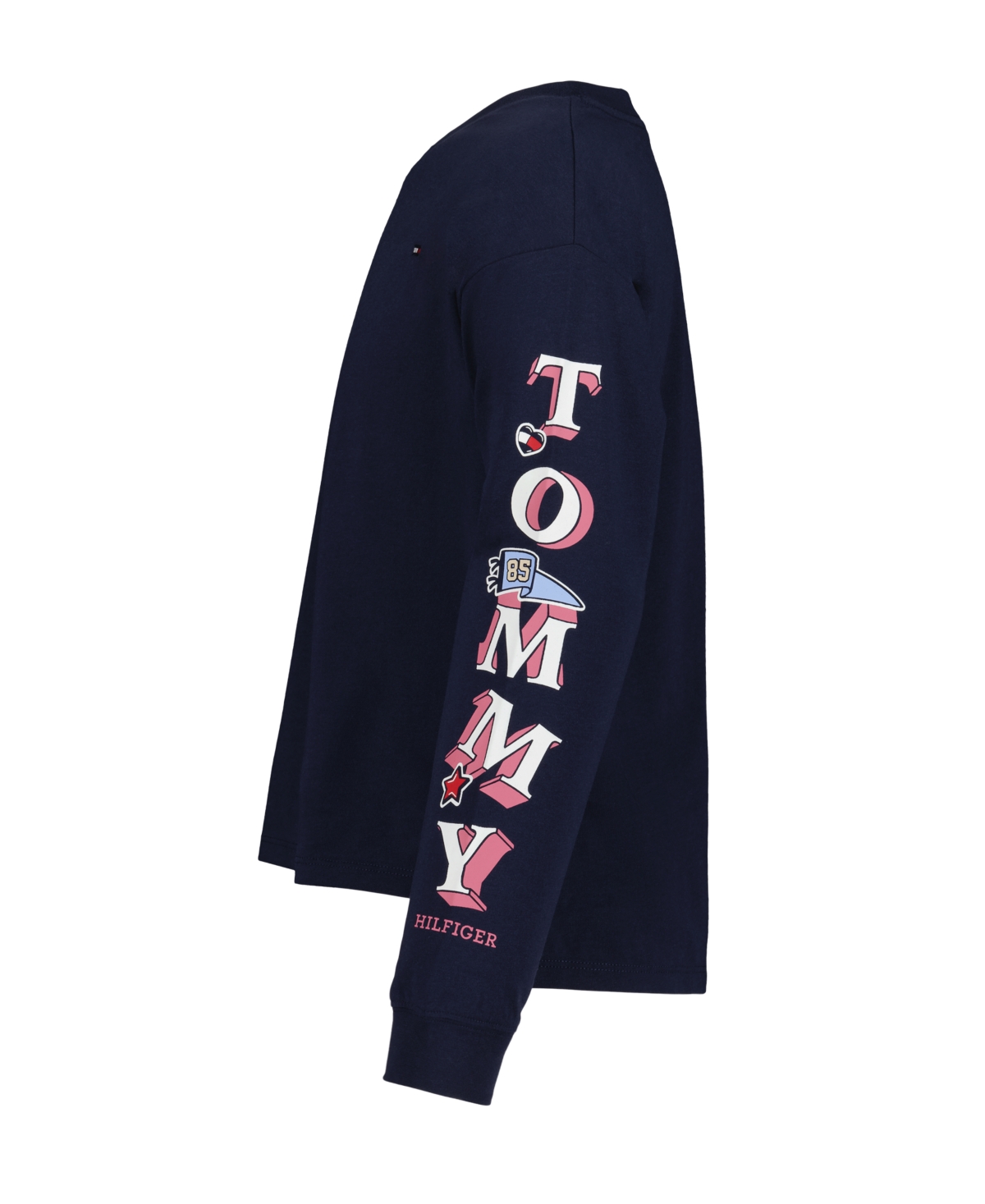 Tommy Hilfiger Girls' 2T-6X Boxy Glitter Graphic Long-Sleeve T-Shirt