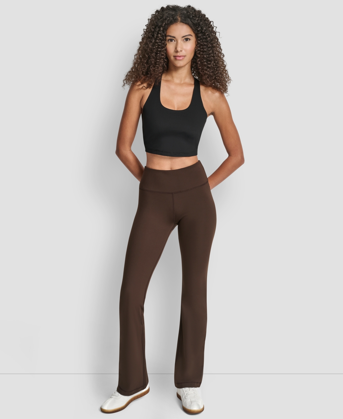 Dkny Women's Balance Compression High-waist Flared Leggings In Brown