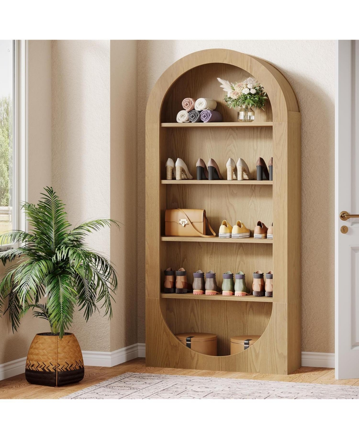 Tribesigns 70.9-Inch Tall Arched Shoe Rack, 5-Tier Open Shoe Cabinet, Shoes Storage Organizer