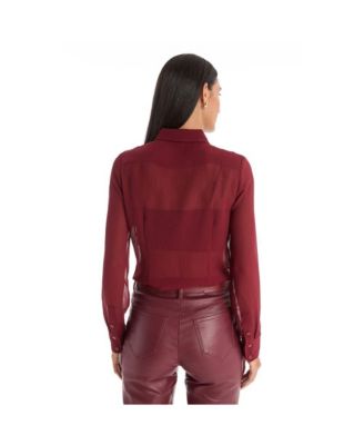 Women's Georgia Semi-Sheer Blouse - Burgundy