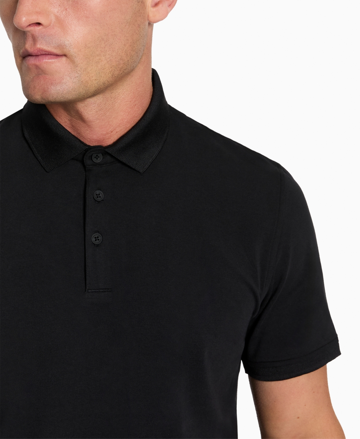 Kenneth Cole Men's Solid Button Placket Polo Shirt