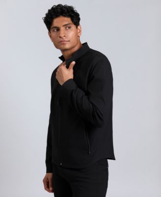 Men's Slim-Fit Plain White Performance Long-Sleeve Button-Down Shirt