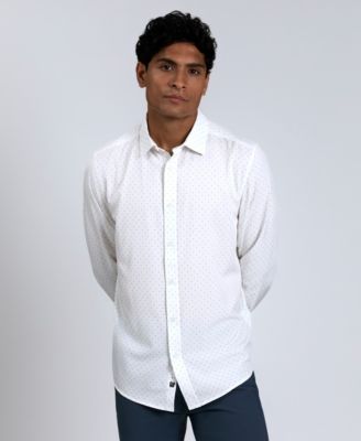 Men's Slim-Fit Performance Stretch Printed Button-Down Shirt 