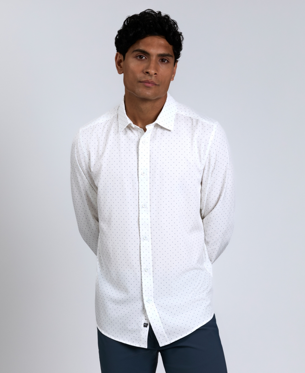 Kenneth Cole Men's Slim-Fit Performance Stretch Printed Button-Down Shirt