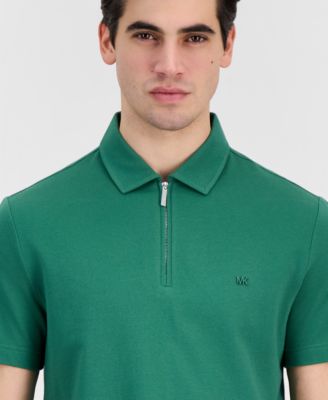 Men's Sleek Regular-Fit 1/4-Zip Piqu&eacute; Polo Shirt
