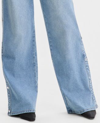 Women's High Rise Studded Wide Leg Jeans, Macy's Exclusive