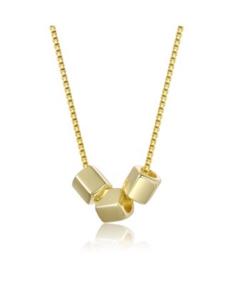 Rachel Glauber Plated with Cube Shaped Beaded Necklace
