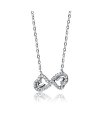 Sterling Silver White Gold Plated Cubic Zirconia Dainty Bow Neckalce